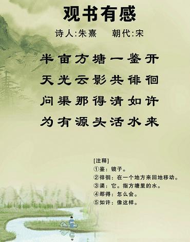 詩詞鑑賞 古詩詞學習 《觀書有感》其一二·朱熹宋代古詩原文閱讀翻譯